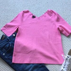 Talbots scallop neckline pink sweater